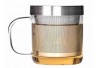 Skleněný hrnek s nerezovým sítkem a pokličkou